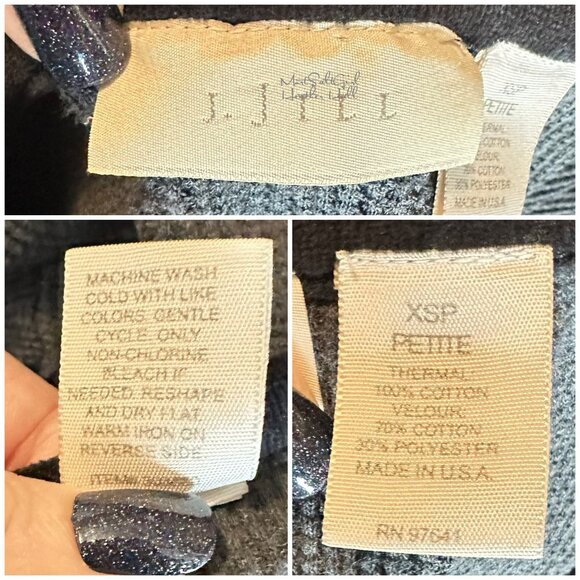 J. Jill Casual Gray & Black Knit & Velvet Dress XS Petite - Picture 5 of 5